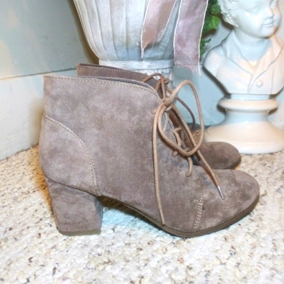 Madden Girl Shoes - Madden Girl Torch Taupe Faux Suede Rustic Ankle Booties